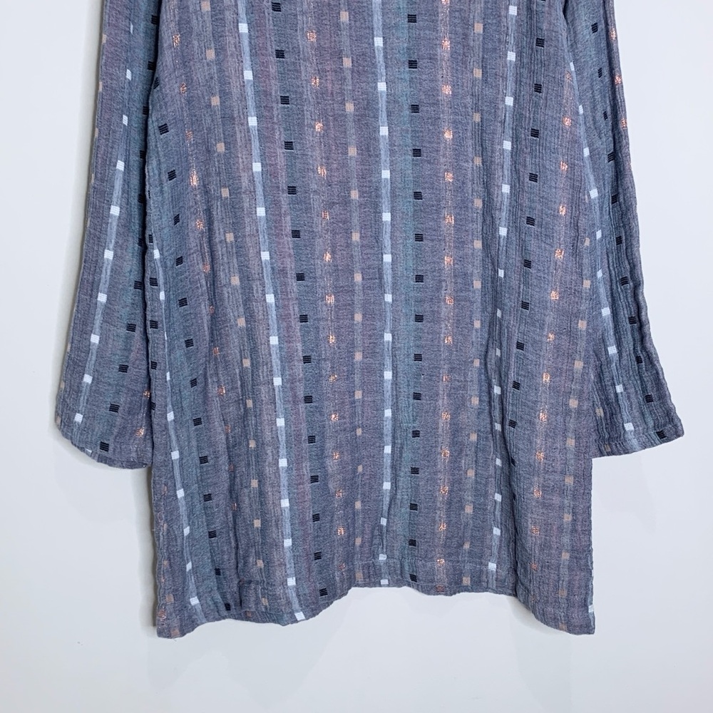 Ace & Jig Comet Shift Dress (Sz L) Long Sleeve Double Gauze Cotton Harmony Grey - Picture 9 of 13
